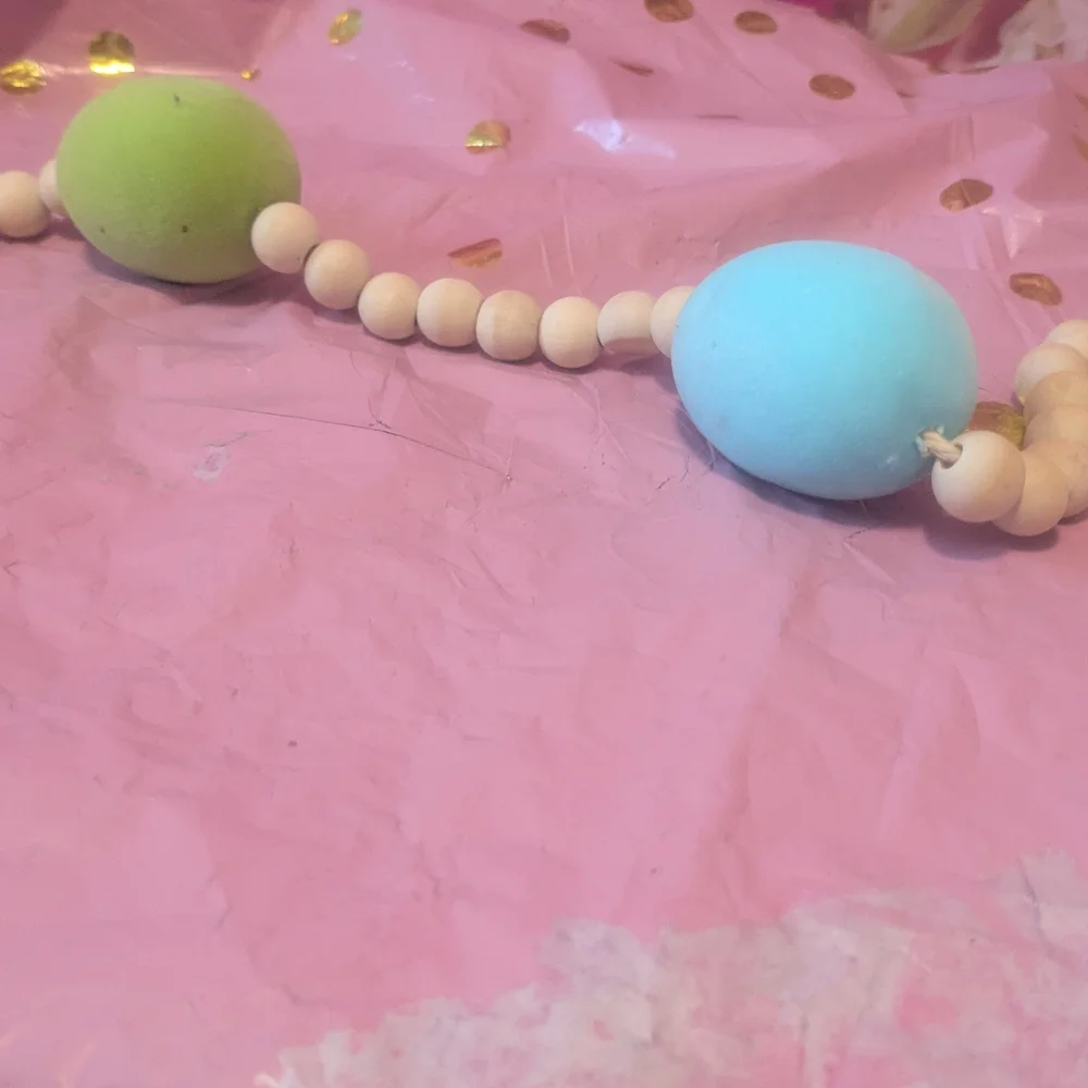 Pastel Easter Egg Garland with Wooden Beads